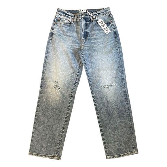 Daze Denim Backstage Mid Ride Straight Jeans Time Out Stone Wash Denim 5-Pocket - Picture 1 of 8